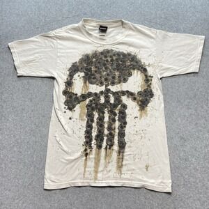 Vintage Mad Engine the Punisher Marvel White TShirt Size S/M Bullet